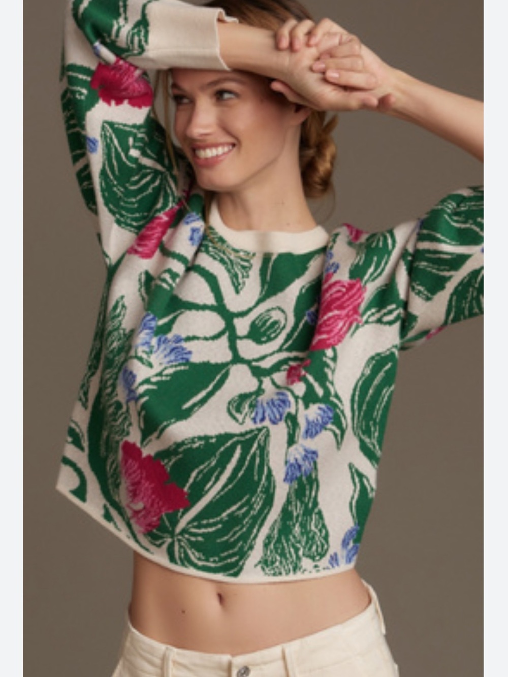 MAEVE BY ANTHROPOLOGIE Camryn Cropped Crewneck Sweater Size Small - Picture 10 of 10